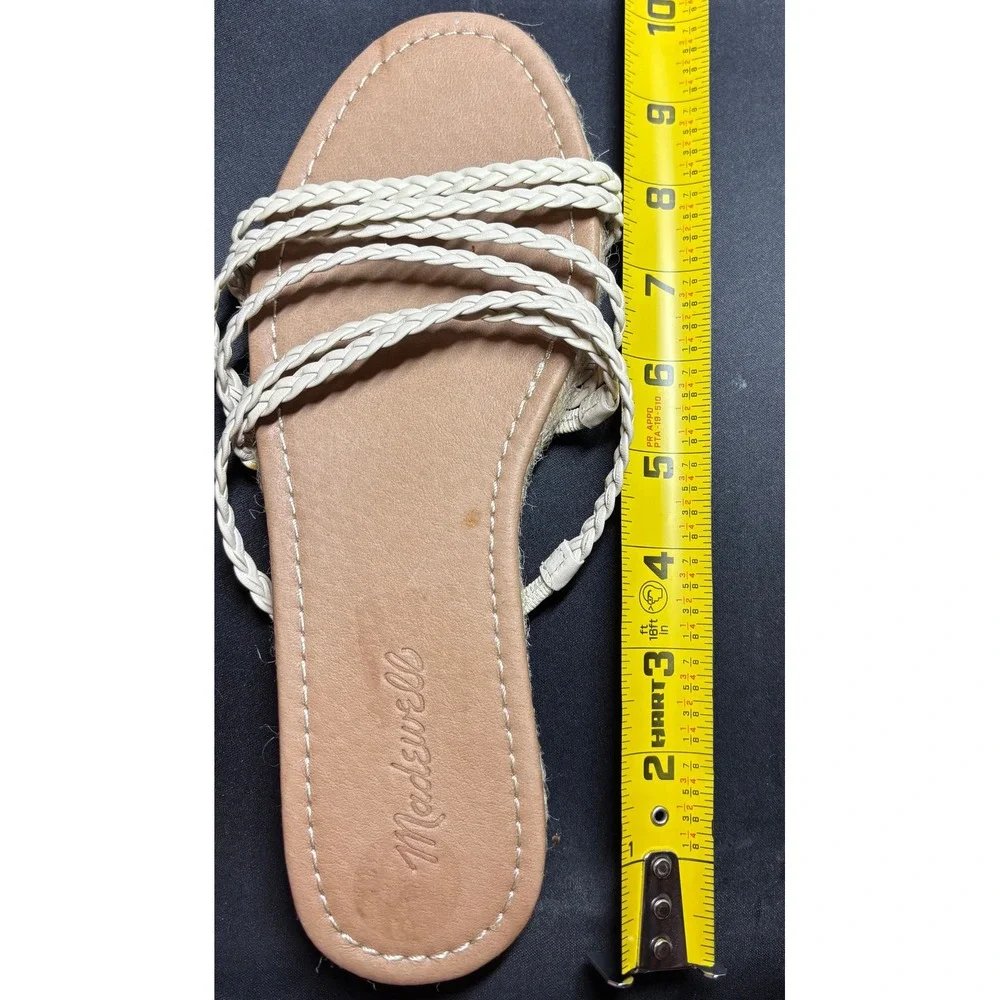 Madewell The Kathryn Braided Espadrille Slide Flat Sandals Cream Tan Sz 8M